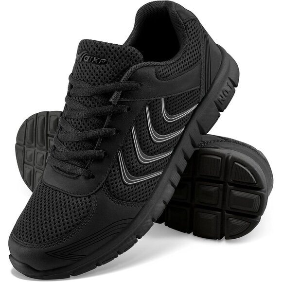 Womens Sneakers Fashion Walking Casual Lightweight Black Tennis Shoes - Picture 1 of 5